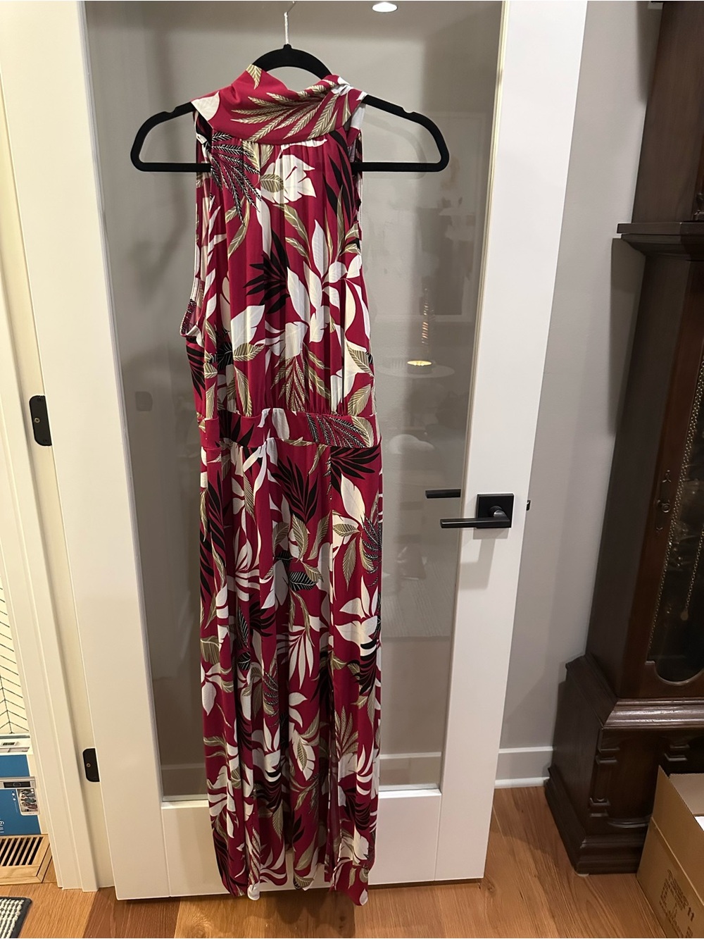Lane Bryant Pink Tropical Leaf Halter Maxi Dress